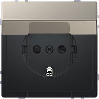 Розетка с заземлением без рамки Schneider Electric Merten D-Life 1-м. крышка шторки никель картинка